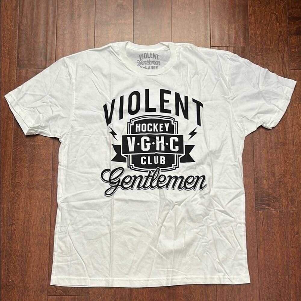 Violent Gentlemen White Graphic T-Shirt, Size XL
